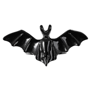 Gothic black bat open ring for men and women with detailed wings in dark aesthetic style