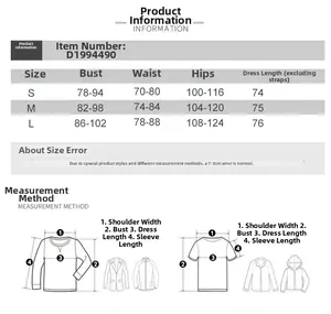 Detailed size guide table for strapless summer A-line dress with measurement instructions