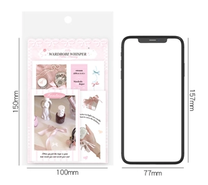 Size comparison of ballet-themed sticker pack showing packaging next to a smartphone