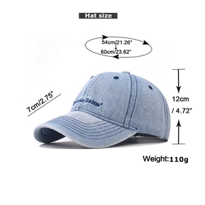 Guide des tailles détaillé de la casquette de baseball en jean délavé brodé