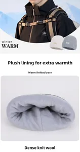 Detail of warm winter knit hat showing soft plush fleece lining and thick weave texture