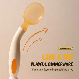 Ergonomic PPSU flexible baby training spoon with non-slip grip for toddlers