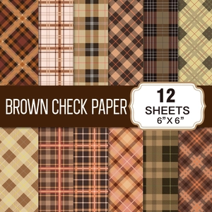 Vintage Brown Checkered Scrapbook Paper Set Grid Pattern Background Material For DIY Craft Journaling Decoration Stationery