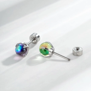 Titanium steel helix piercing studs with colorful dragon ball claws and screw back closure