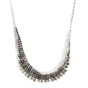 Exquisite multi-layer rhinestone fringe necklace in silver alloy for a luxury look