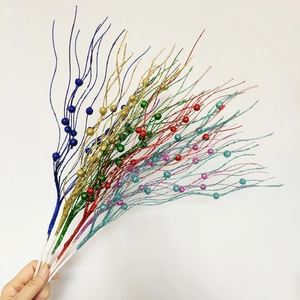 Glittery 43cm Christmas decorative branches in assorted colors for festive tree decoration