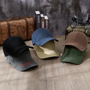 Baseball Cap Minimalist Washed Cotton For Men Women Large Head Circumference Adjustable Retro Solid Color Sun Hat