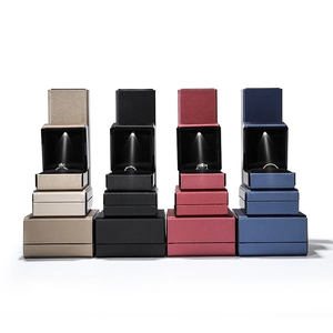 LED lighted jewelry box with brushed texture for rings, available in four elegant colors