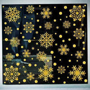 Golden snowflake static window stickers for Christmas and winter party holiday decor