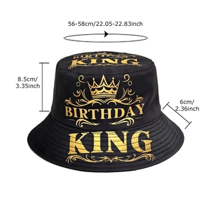 Bob noir avec imprimé doré Birthday King et motif de couronne pour les fêtes