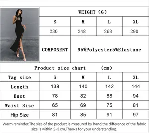 Tabla de tallas para vestido sin mangas con abertura y medidas de busto y cintura