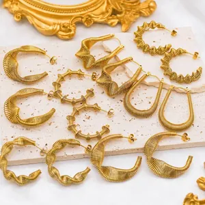 18k gold plated stainless steel spring coil earrings in various geometric shapes