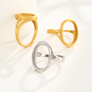 925 Sterling Silver oval ring settings for DIY jewelry in gold and silver finishes