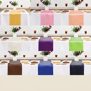 Satin Table Runner Elegant Smooth Solid Color Shiny Fabric For Wedding Banquet Party Hotel Home Dining Table Decoration