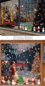 Détail des stickers statiques du Père Noël et du bonhomme de neige pour fenêtres