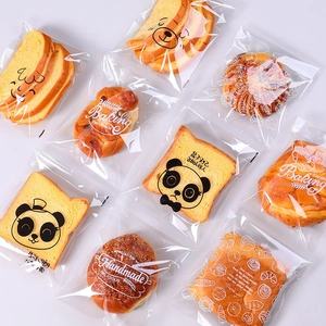 Transparent Self-Adhesive OPP Plastic Bread Bags Printed Pattern Food Grade Bakery Storage Packaging For Cookies Toast