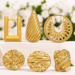 Stainless Steel DIY Jewelry Making Charms Pendants Geometric Hammered Textured Hollow Out Sun Flower Water Drop Round Accessories