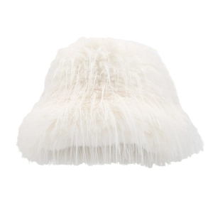 Bob blanc en fausse fourrure duveteuse pour femme avec texture longue et chaude