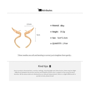Detailed size chart for irregular geometric gold earrings with dimensions and weight info