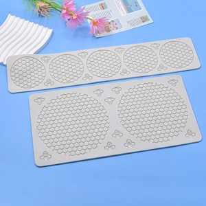 Honeycomb and bee pattern silicone cake mold set for baking and dessert plating