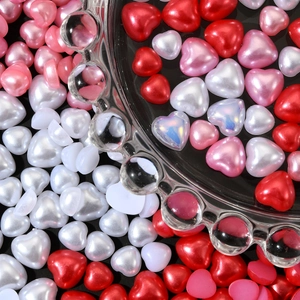 Colorful heart-shaped imitation pearl beads for DIY nail art and accessory crafts