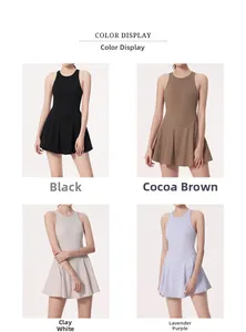 Options de couleur de la robe de tennis séchage rapide en noir, brun, blanc et violet