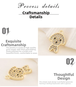 Détail macro du pendentif caniche doré avec sertissage complexe de micro-oxydes de zirconium