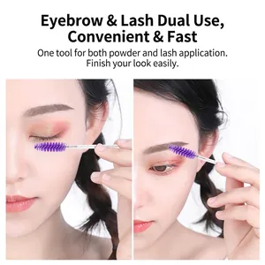 Glitter handle eyelash spoolie brush with purple spiral head for lashes and brows