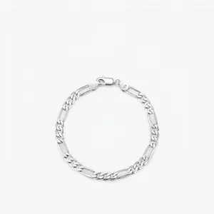 925 Sterling Silver Figaro Chain Bracelet Minimalist Hip Hop Style Unisex High Polished Versatile Jewelry Gift
