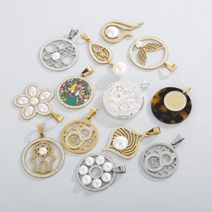 Elegant gold and silver stainless steel pendants with pearls and zircon in diverse styles