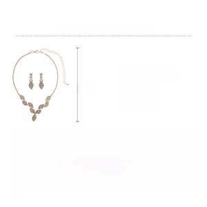 Detailed size specifications for rhinestone water drop tassel necklace and earring set