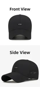 Detail view of black quick-dry sport cap featuring side laser-cut ventilation holes
