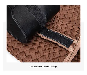 Close-up of the detachable Velcro design on a woven neoprene large capacity shoulder bag