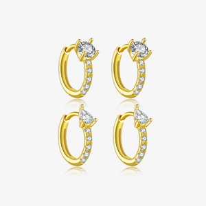 925 Sterling Silver Hoop Earrings Cubic Zirconia Round Pear Waterdrop Shape Rhodium 18K Gold Plated Fashion Jewelry Women