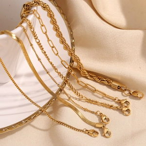 Minimalist Stainless Steel 18K Gold Plated Bracelet For Women Figaro Paperclip Snake Rope Box Bead Chain Adjustable Jewelry Gift