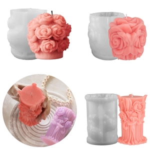 3D Rose Bouquet Silicone Mold DIY Flower Basket Heart Shape Relief For Candle Soap Making Plaster Home Wedding Decor