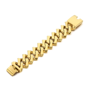 Bracelet gourmette 32mm en acier titane doré avec maillons losanges et fermoir métallique