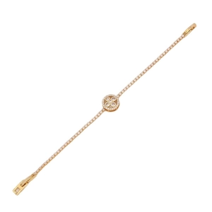 18K gold plated tennis bracelet featuring sparkling zircon flower and heart charms