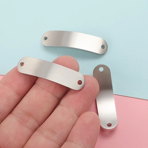 DIY stainless steel curved rectangle connector with double holes for custom jewelry making