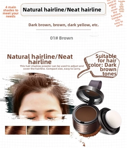 Detail view of 01 Brown Hair Shadow Powder with sponge applicator for hairline shading