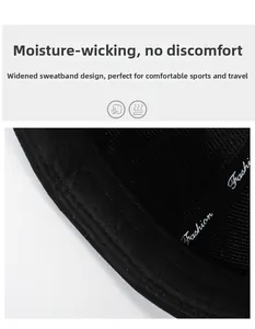 Detail view of the black skull cap featuring a wide sweatband for extra comfort