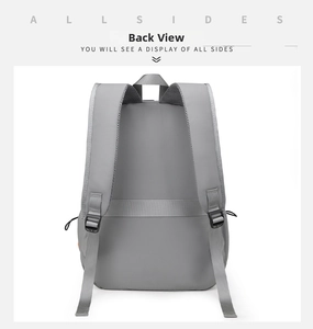 Men's business backpack featuring breathable mesh straps and luggage trolley strap detail