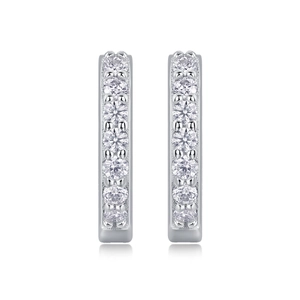 Elegante S925 Silber Creolen mit zwei Reihen funkelnder Moissanit-Steine besetzt