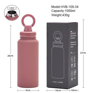 1L magnetic phone holder stainless steel insulated bottle with dimensions and packaging box