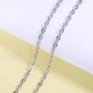 Flat Cross Chain Necklace 304 Stainless Steel Mirror Polished Basic Geometric Fashion Style