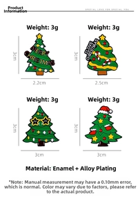 Detailed size and weight specifications for enamel Christmas tree brooch pins