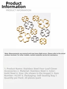 Macro shot of 18k gold and silver stainless steel hollow clover charm pendants for DIY jewelry