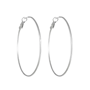 Polished silver stainless steel hoop earrings in a minimalist large round design