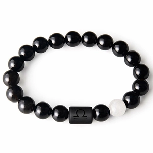 Bracelet De Perles Constellation Du Zodiaque Pierres Naturelles Onyx Noir Obsidienne Oeil De Tigre Élastique Unisexe