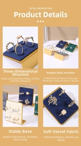Detailed view of luxury metal 4-slot ring display stand with velvet padded surfaces